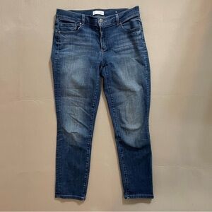 Loft Womens 8/29 Curvy Skinny Top blue jeans distressed